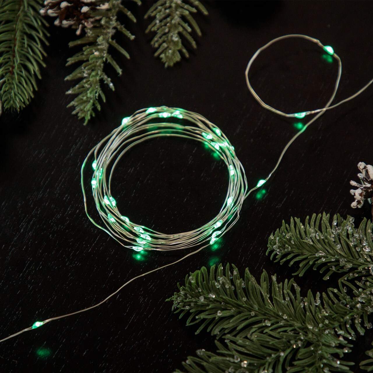 Northlight Micro Fairy Christmas Lights - Green LED 16' Copper Wire - 100ct